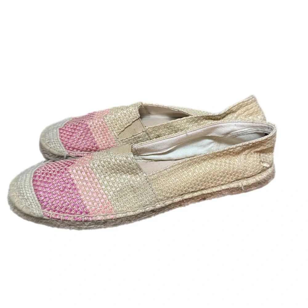 Joules Espadrille Flats Womens Beige Pink‎ Excellent Woven Slip On Shoes